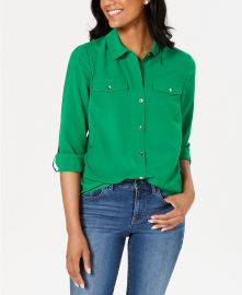 Charter Club Two-Pocket Shirt  Created for Macy s   Reviews - Tops - Women - Macy s at Macys